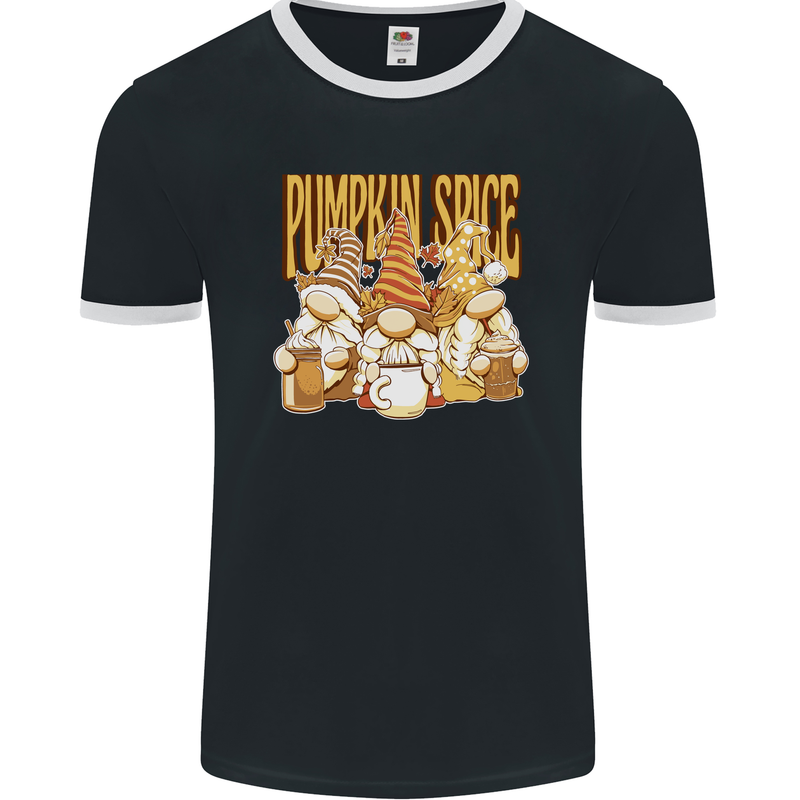 Pumpkin Spice Gnomes Halloween Mens Ringer T-Shirt FotL Black/White