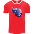 Curled Australia Flag Australian Day Football Mens Ringer T-Shirt FotL Red/White
