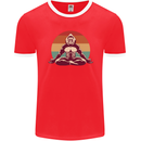 Meditating Bigfoot Yoga Mens Ringer T-Shirt FotL Red/White