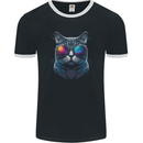 A Cool Cat With Cosmos Glasses Mens Ringer T-Shirt FotL Black/White