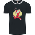 Santa Baton Twirling Christmas Gymnastics Xmas Mens Ringer T-Shirt FotL Black/White