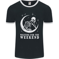 Skeleton Waiting For the Weekend Mens Ringer T-Shirt FotL Black/White