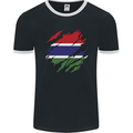 Torn Gambia Flag Gambian Day Football Mens Ringer T-Shirt FotL Black/White