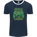 Irish I Was Gaming St Patricks Day Funny Gamer Mens Ringer T-Shirt FotL Navy Blue/White