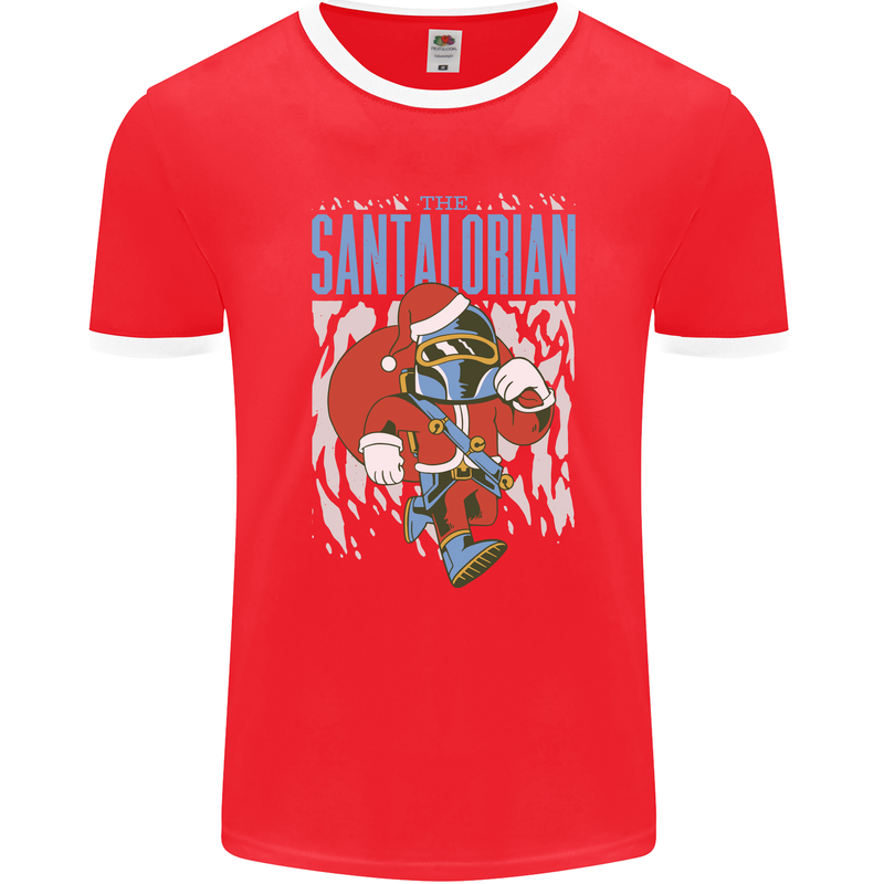 Christmas Parody Santalorian Funny Xmas Mens Ringer T-Shirt FotL Red/White