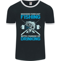 Fishing Forecast Funny Beer Fisherman Mens Ringer T-Shirt FotL Black/White