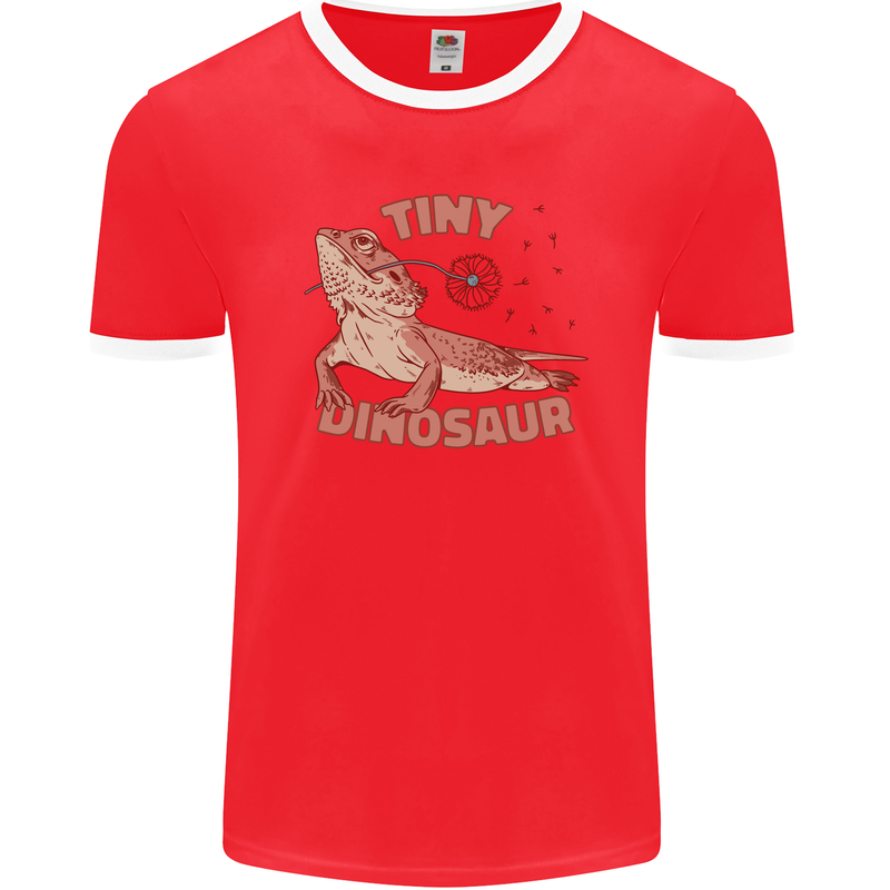 Tiny Dinosaur Funny Bearded Dragon Mens Ringer T-Shirt FotL Red/White