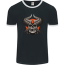 Devil Skull With Huge Horns Mens Ringer T-Shirt FotL Black/White