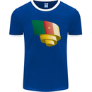 Curled Cameroon Flag Cameroonian Day Football Mens Ringer T-Shirt FotL Royal Blue/White