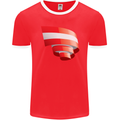 Curled Austria Flag Austrian Day Football Mens Ringer T-Shirt FotL Red/White