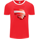 Curled Austria Flag Austrian Day Football Mens Ringer T-Shirt FotL Red/White