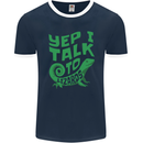 I Talk To Lizards Chameleons Bearded Dragons Mens Ringer T-Shirt FotL Navy Blue/White