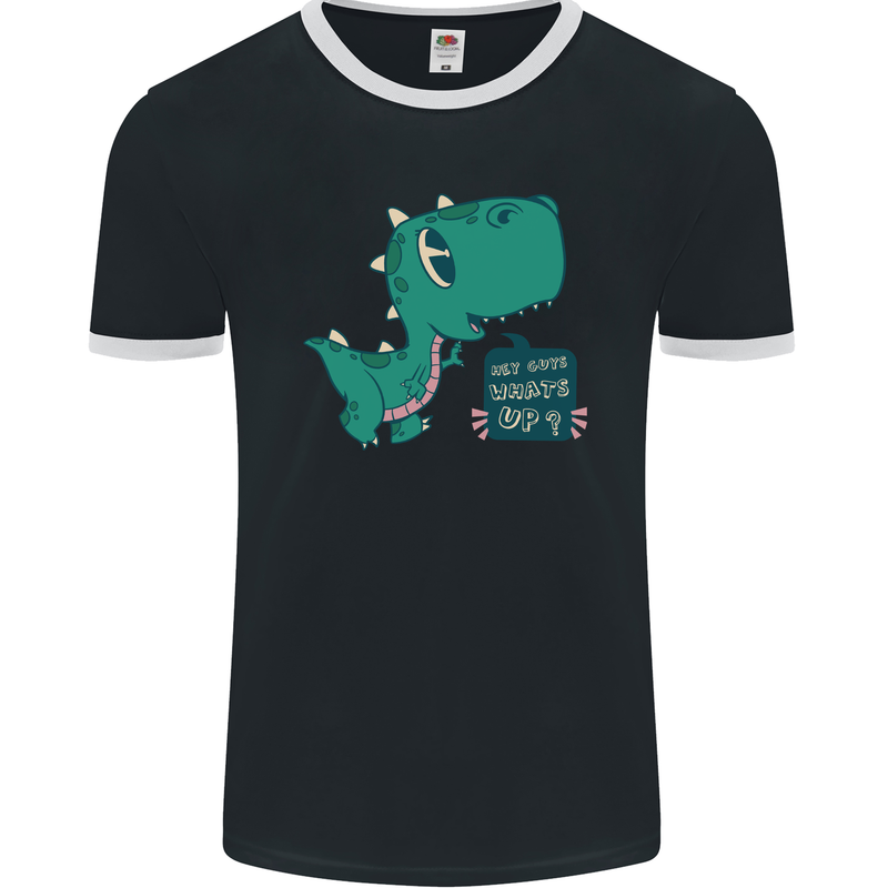 T-Rex Whats Up Mens Ringer T-Shirt FotL Black/White