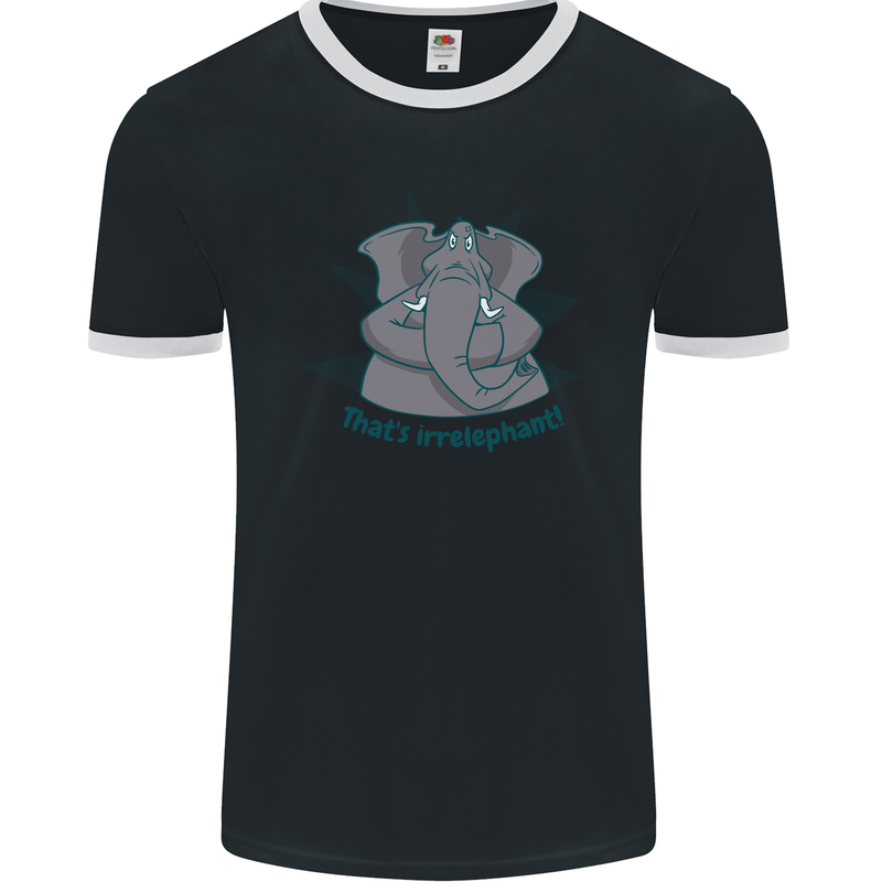 Irrelephant Funny Elephant Mens Ringer T-Shirt FotL Black/White