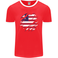 Torn Liberia Flag Liberian Day Football Mens Ringer T-Shirt FotL Red/White