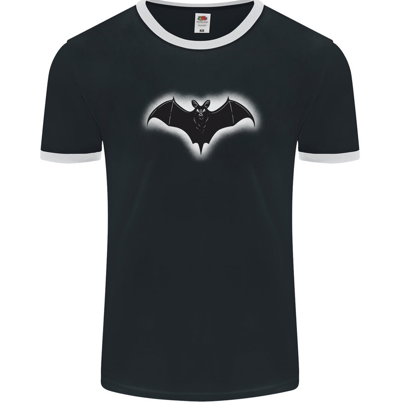 A Glowing Bat Vampires Halloween Mens Ringer T-Shirt FotL Black/White