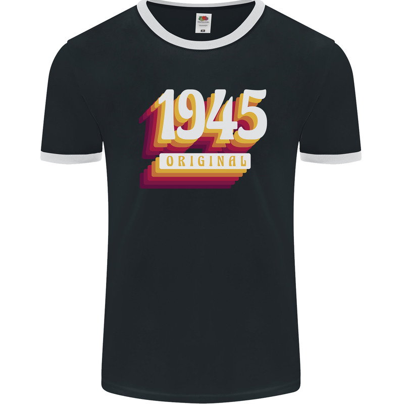 Retro 78th Birthday Original 1945 Mens Ringer T-Shirt FotL Black/White