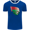 Curled Belarus Flag Belarusian Day Football Mens Ringer T-Shirt FotL Royal Blue/White