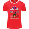 British Grown Pakistan Roots Flag Mens Ringer T-Shirt FotL Red/White