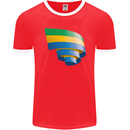 Curled Gabon Flag Gabonese Day Football Mens Ringer T-Shirt FotL Red/White
