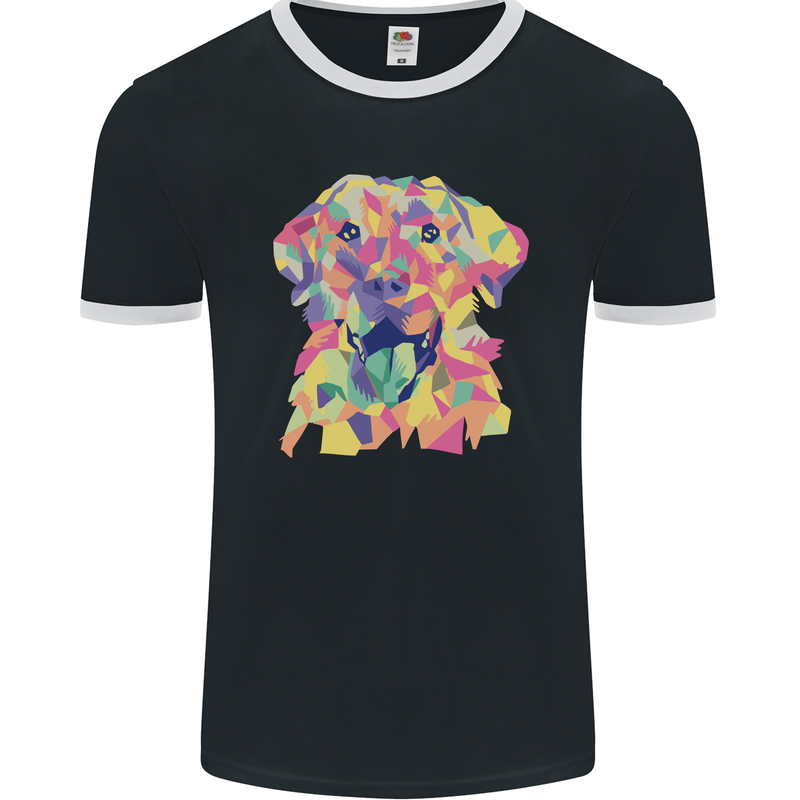 Abstract Labrador Dog Mens Ringer T-Shirt FotL Black/White