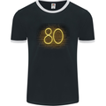 80th Birthday Neon Lights 80 Year Old Mens Ringer T-Shirt FotL Black/White