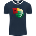 Curled Guinea-Bissau Flag Day Football Mens Ringer T-Shirt FotL Navy Blue/White
