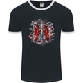 Gothic Rib Cage Skeleton Skull Goth Fantasy Mens Ringer T-Shirt FotL Black/White