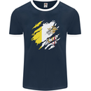Torn Vatican Flag Day Mens Ringer T-Shirt FotL Navy Blue/White