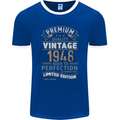 Premium Vintage 75th Birthday 1948 Mens Ringer T-Shirt FotL Royal Blue/White