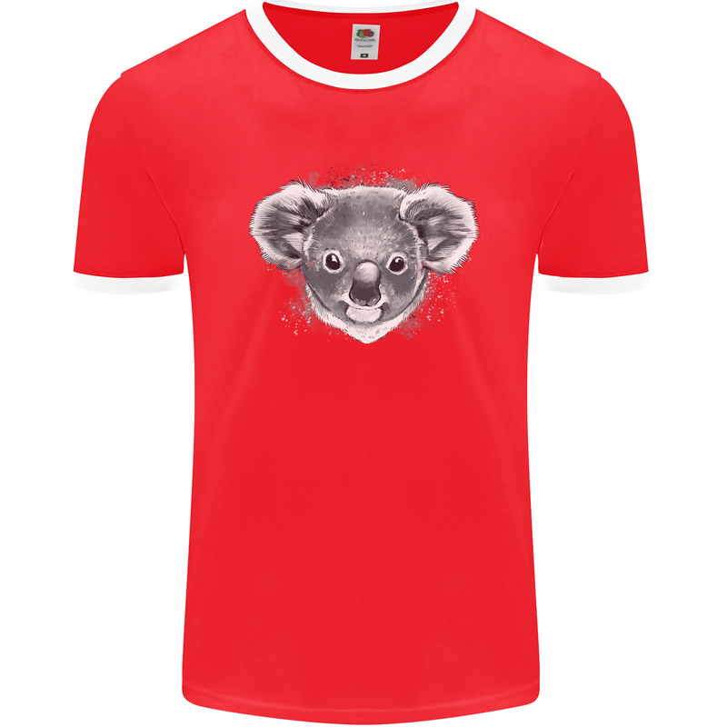 Koala Bear Head Mens Ringer T-Shirt FotL Red/White