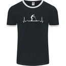 Paddle Boarding Pulse Paddleboard ECG Mens Ringer T-Shirt FotL Black/White