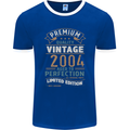 Premium Vintage 19th Birthday 2004 Mens Ringer T-Shirt FotL Royal Blue/White