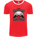 I Can't Hear You Im Gaming Funny Gamer Mens Ringer T-Shirt Red/White