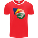 Curled Seychelles Flag Seychellois Day Football Mens Ringer T-Shirt FotL Red/White