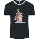 Xmas Unicorn Christmas Tree Mens Ringer T-Shirt FotL Black/White