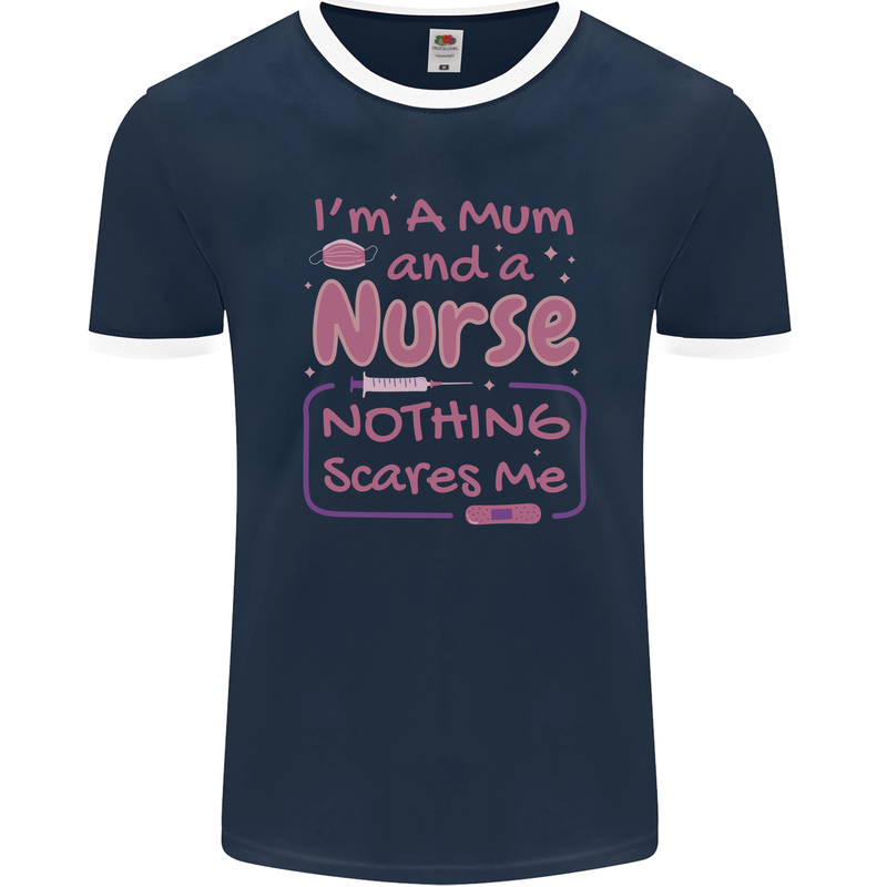 Mum and a Nurse Funny Mothers Day Gift Mens Ringer T-Shirt FotL Navy Blue/White