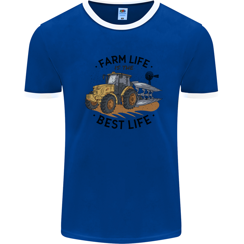 Farm Life is the Best Life Farming Farmer Mens Ringer T-Shirt Royal Blue/White