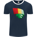 Curled Guinea Flag Guinean Day Football Mens Ringer T-Shirt FotL Navy Blue/White