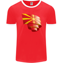 Curled Macedonia Flag Macedonian Day Football Mens Ringer T-Shirt FotL Red/White