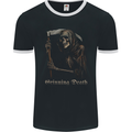 Grinning Death Grim Reaper Gothic Heavy Metal Skull Mens Ringer T-Shirt FotL Black/White