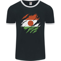 Torn Niger Flag Nigerien Day Football Mens Ringer T-Shirt FotL Black/White