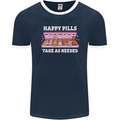 Happy Pills Antidepressants Dogs Mens Ringer T-Shirt FotL Navy Blue/White