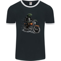 Lizard Biker Motorcycle Motorbike Reptile Mens Ringer T-Shirt FotL Black/White