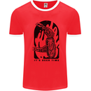 It's Beer Time Skeleton Hand Skull Mens Ringer T-Shirt Red/White