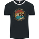 66th Birthday  Vintage Made In 1957 Mens Ringer T-Shirt FotL Black/White