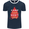 Funny Camping Camp Hair Dont Care Caravan Mens Ringer T-Shirt FotL Navy Blue/White