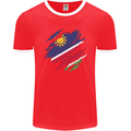 Torn Namibia Flag Namibian Day Football Mens Ringer T-Shirt FotL Red/White