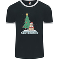 Santa Bunny Rabbit Christmas Xmas Mens Ringer T-Shirt FotL Black/White