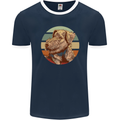 Welsh Terrier Dog Mens Ringer T-Shirt FotL Navy Blue/White